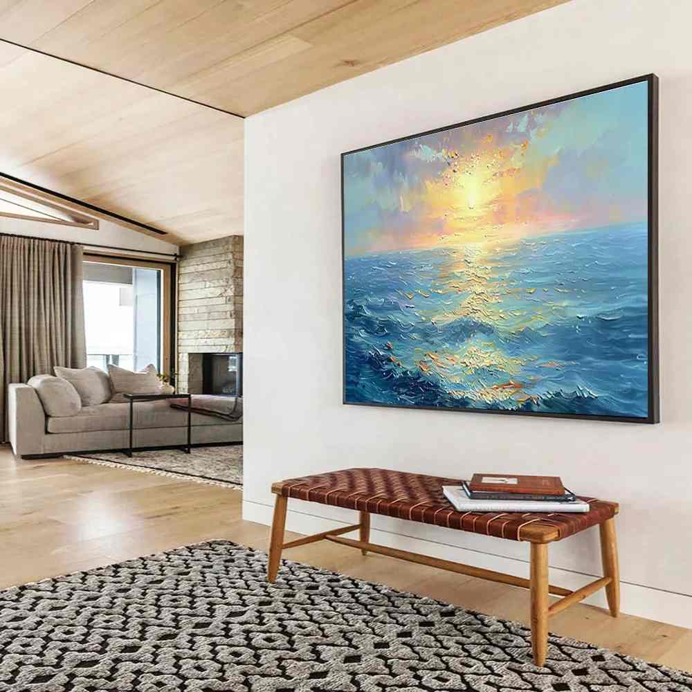 Coastal Handmade Original Impressionistic Sellers Seascape Canvas T0LR9